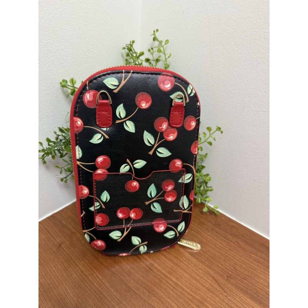 Monarque Mary Englebright Cherries Crossbody Clutch Sling Zip Purse Bag Pockets - Picture 2 of 3